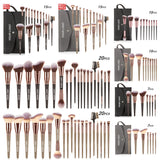 Juego de brochas de maquillaje veganas al por mayor para sombras de ojos, herramienta de maquillaje profesional, marca privada personalizada, color negro y marrón, 15 piezas