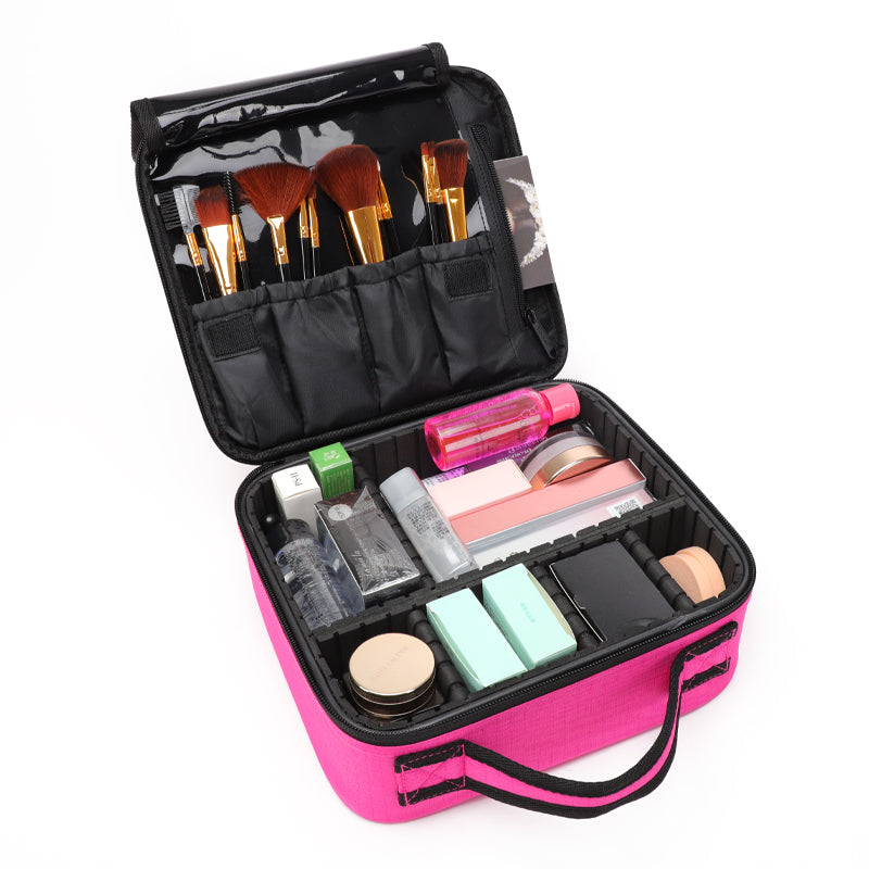 Juego de 9 bolsas de maquillaje personalizadas, de lona, ​​plegables, impermeables y de moda, con cierre de cremallera y logotipo, con estampado de letras.