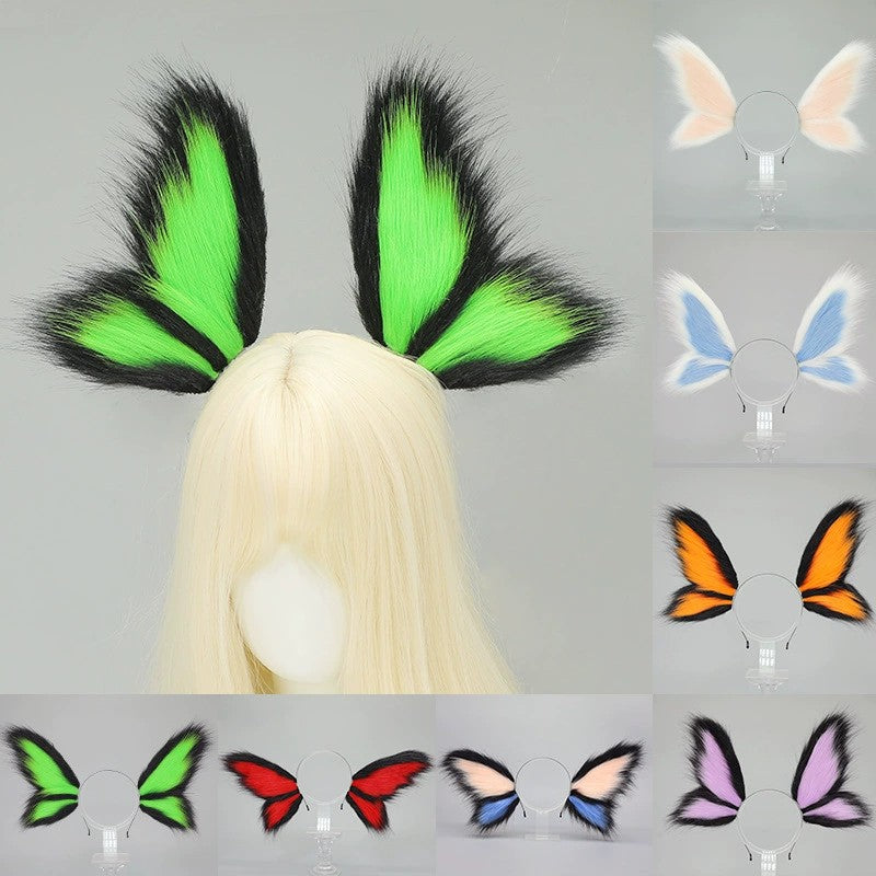 H0009 Butterfly Headband Butterfly-shaped Head Band Plush Hair Hoop Cute Fancy Headband for Daily Wear, Parties & Cosplay