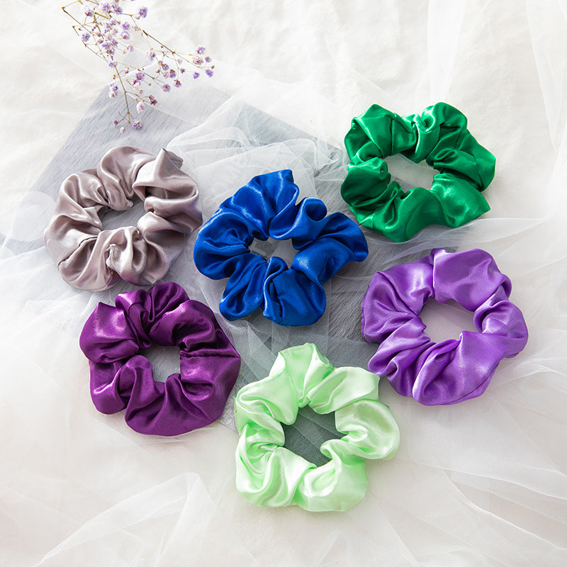 50 Colors Set Wholesale Plain Hair Accessory Scrunchy Bulk Band Elastic Silk Scrunchie Hair Tie