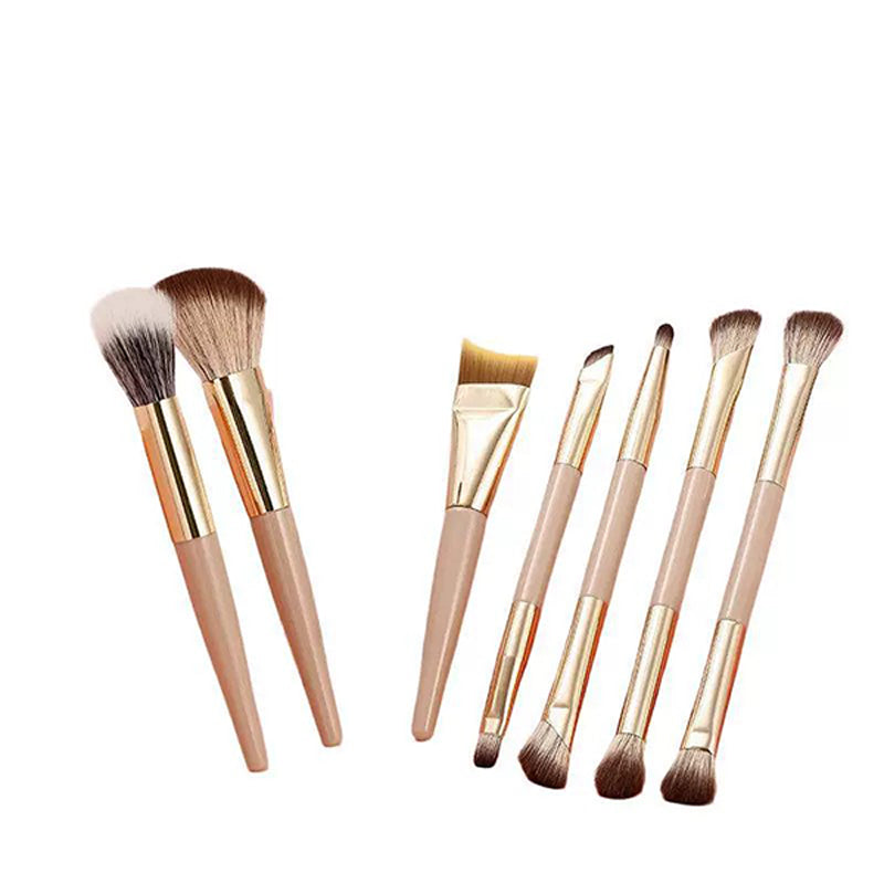 7pcs pink Double Ended Makeup Brushes Vegan Synthetic Hair Luxury Gold Makeup Brush Set with case
