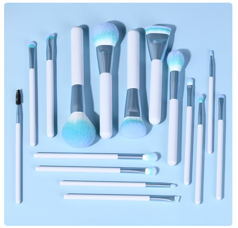 Juego de 15 brochas de maquillaje de pelo sintético verde de alta calidad, profesionales y personalizadas de fábrica.