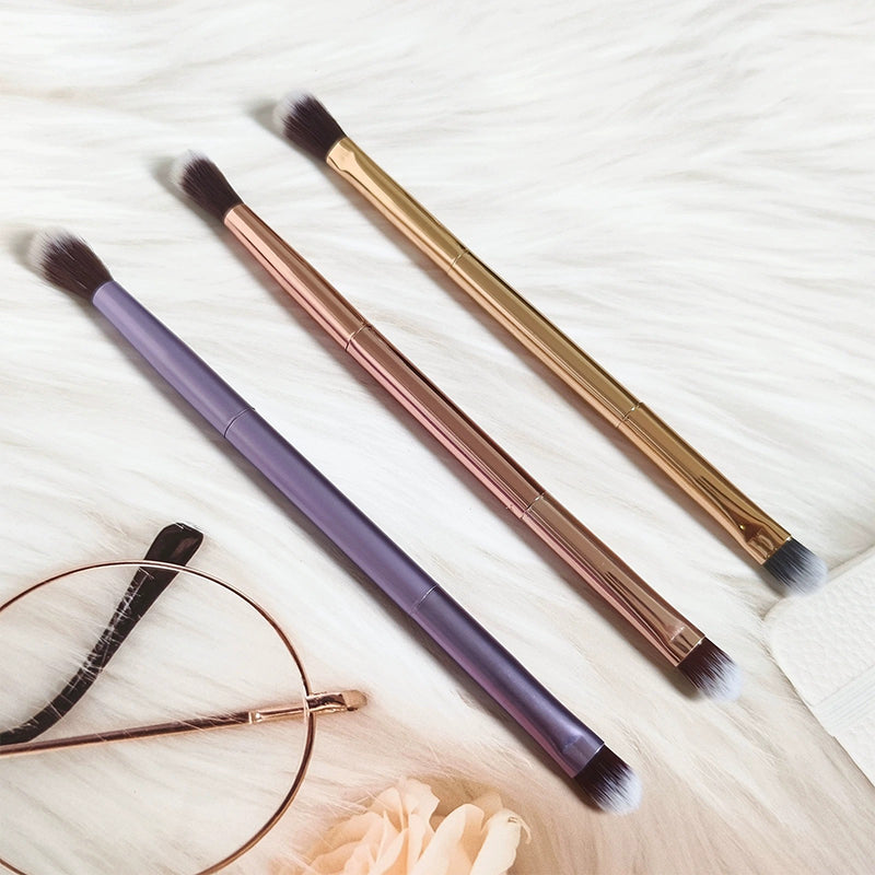 7pcs pink Double Ended Makeup Brushes Vegan Synthetic Hair Luxury Gold Makeup Brush Set with case