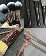 Juego de brochas de maquillaje veganas al por mayor para sombras de ojos, herramienta de maquillaje profesional, marca privada personalizada, color negro y marrón, 15 piezas