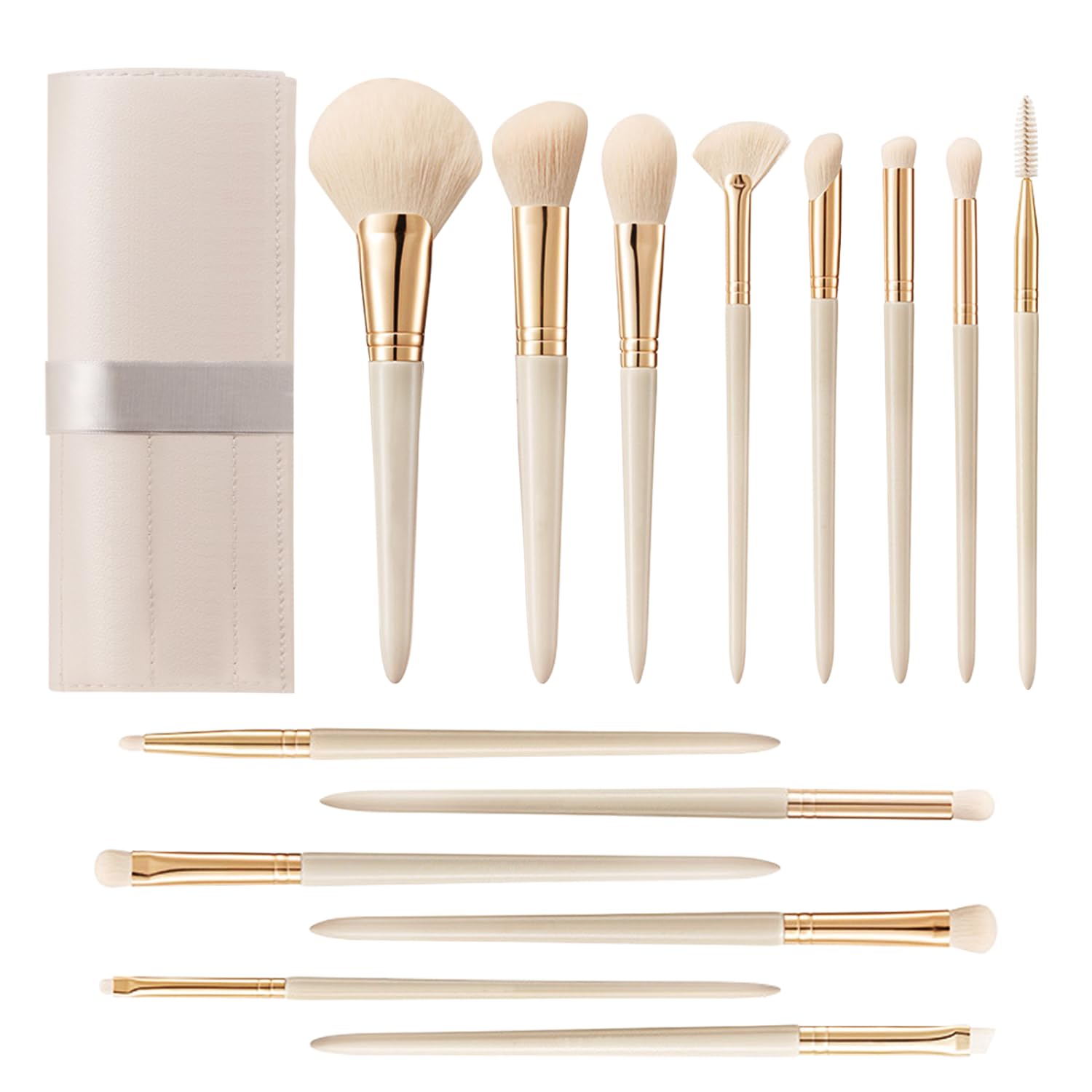 NATURE BROWN Makeup Brush Gift Set 14Pcs Professional Makeup Brush Premium Synthetic Kabuki Brush Set for Your Face