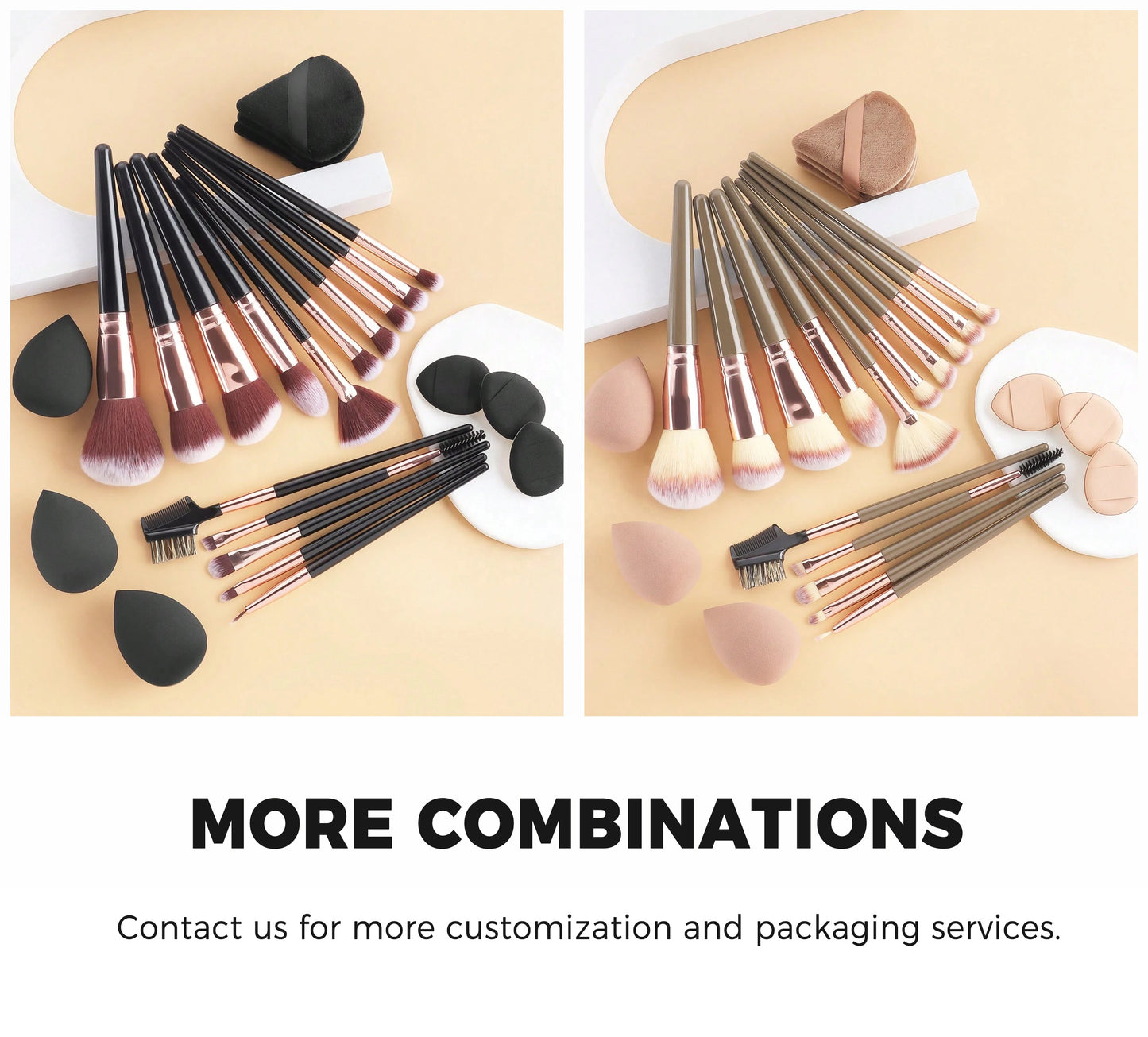 Juego de brochas de maquillaje veganas al por mayor para sombras de ojos, herramienta de maquillaje profesional, marca privada personalizada, color negro y marrón, 15 piezas