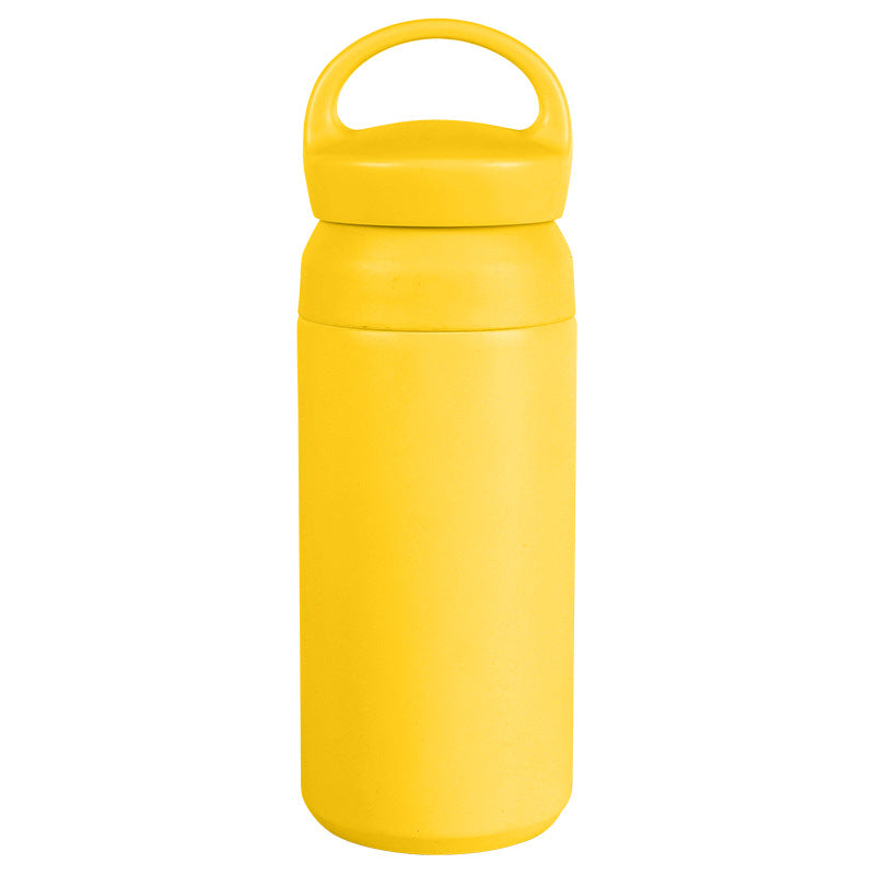 Vaso de viaje de acero inoxidable de doble pared con aislamiento al vacío, 17 oz, con logotipo personalizado y asa, termo portátil para café.