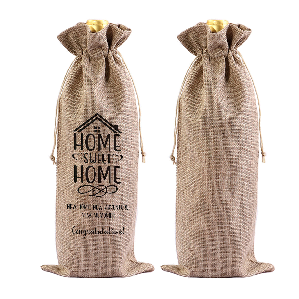 Custom Linen Wine Bag with Logo – Personalized Drawstring Bottle Gift Bag