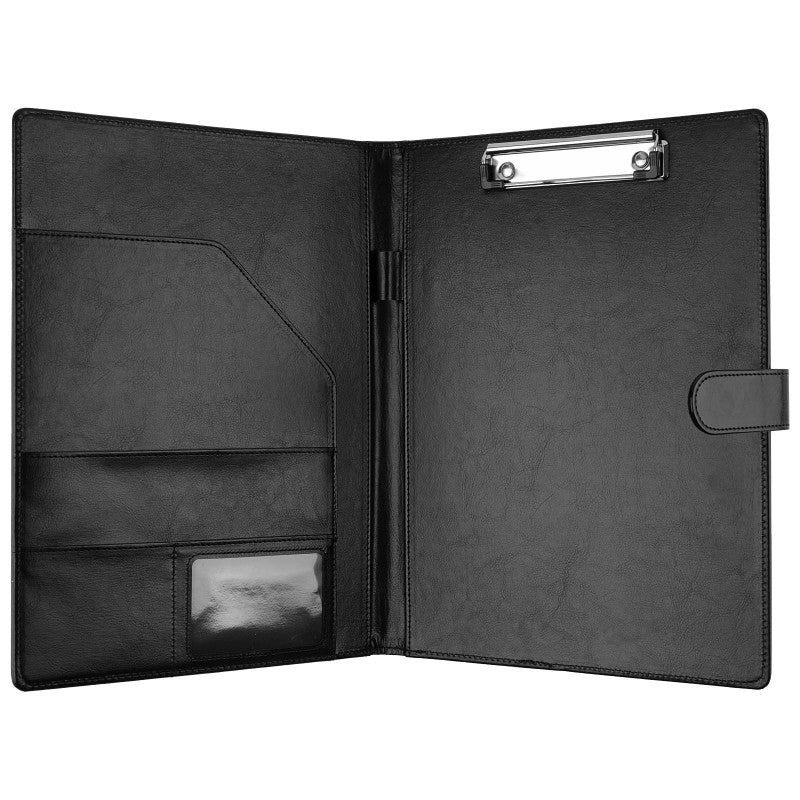 Custom Logo A4 PU Leather Padfolio Portfolio Folder with Clipboard, Memo Pad, Card Holder & Pen Loop for Business Office