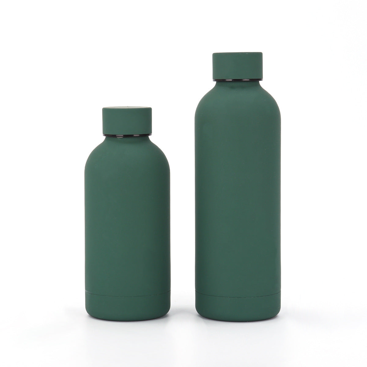 Botella de agua aislada al vacío de acero inoxidable 304 de 12 oz/17 oz con logotipo personalizado, termo de viaje de boca estrecha con revestimiento de goma. 