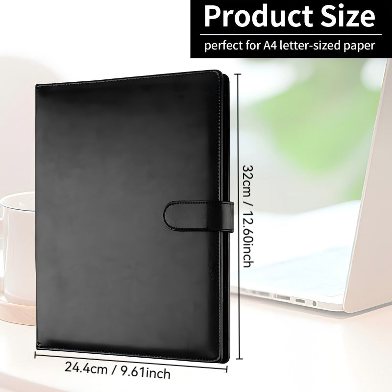 Custom Logo A4 PU Leather Padfolio Portfolio Folder with Clipboard, Memo Pad, Card Holder & Pen Loop for Business Office