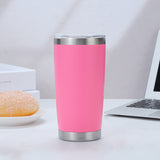 Vaso de acero inoxidable de 20 oz con logotipo personalizado, de fábrica, con aislamiento de doble pared, de acero inoxidable al vacío, con tapas.