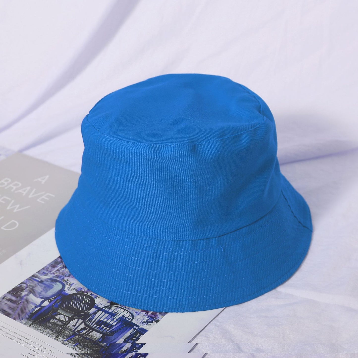 Fashionable Minimalist Design 100% Pure Cotton Solid Color Women's Bucket Hat  for Beach Travel
