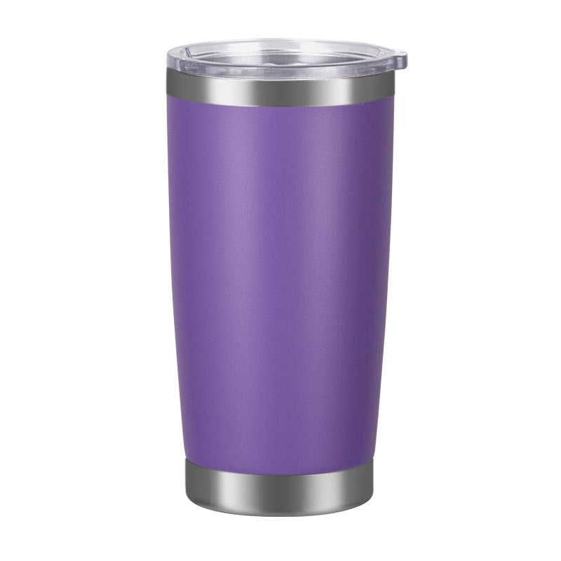 Vaso de acero inoxidable 304 con aislamiento al vacío de doble pared de 20 oz, vaso para coche, con recubrimiento en polvo y tapa, logotipo personalizado disponible.