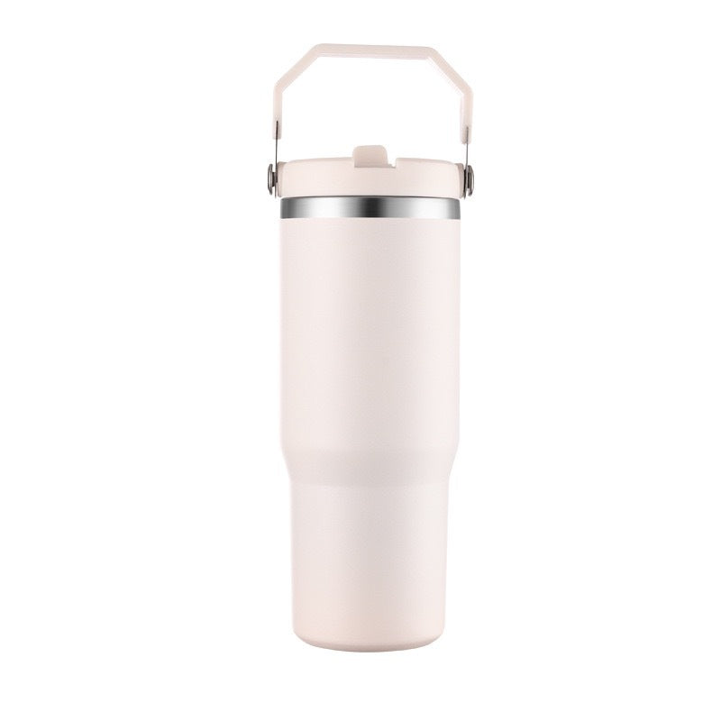Vaso de viaje con aislamiento al vacío de acero inoxidable 304 de 30 oz con asa, taza de coche de doble pared, taza de café portátil, marca personalizada disponible