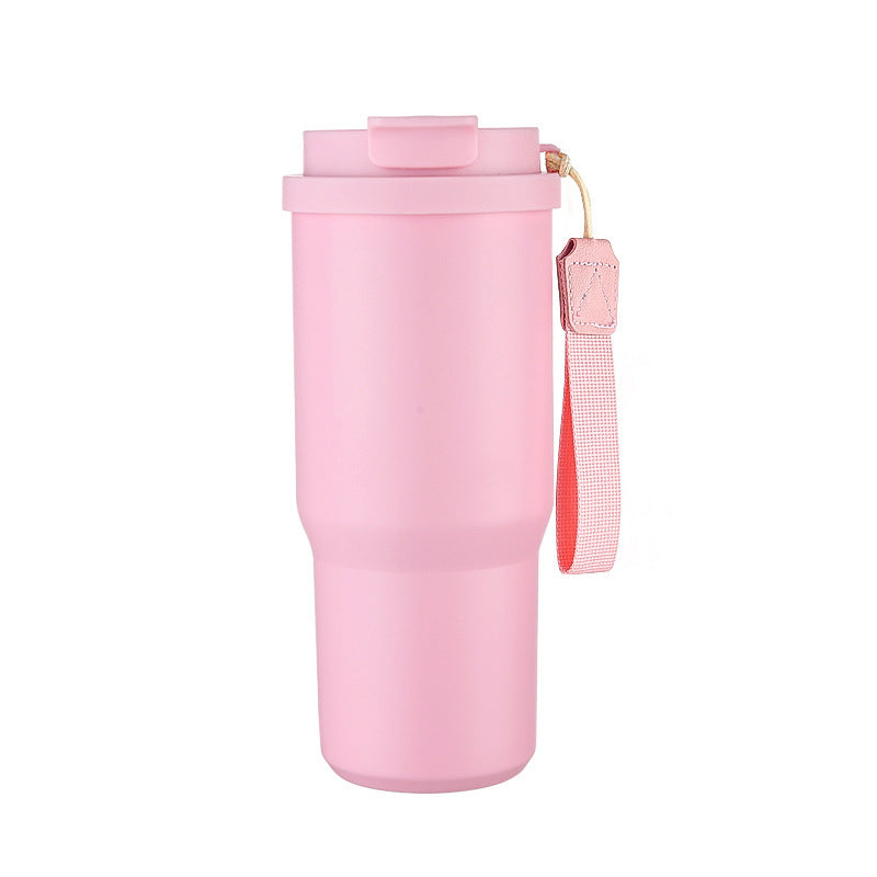 Taza de viaje con aislamiento al vacío de acero inoxidable 304 de 25 oz con correa de transporte, vaso de café portátil para auto, marca personalizada disponible