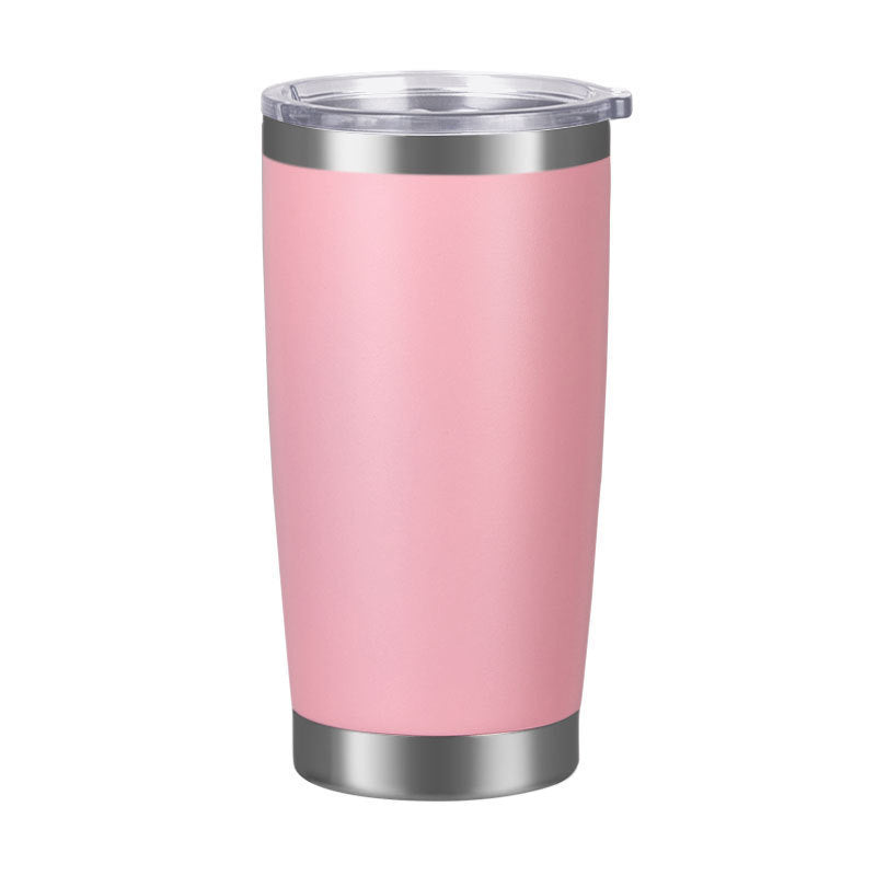 Vaso de acero inoxidable 304 con aislamiento al vacío de doble pared de 20 oz, vaso para coche, con recubrimiento en polvo y tapa, logotipo personalizado disponible.