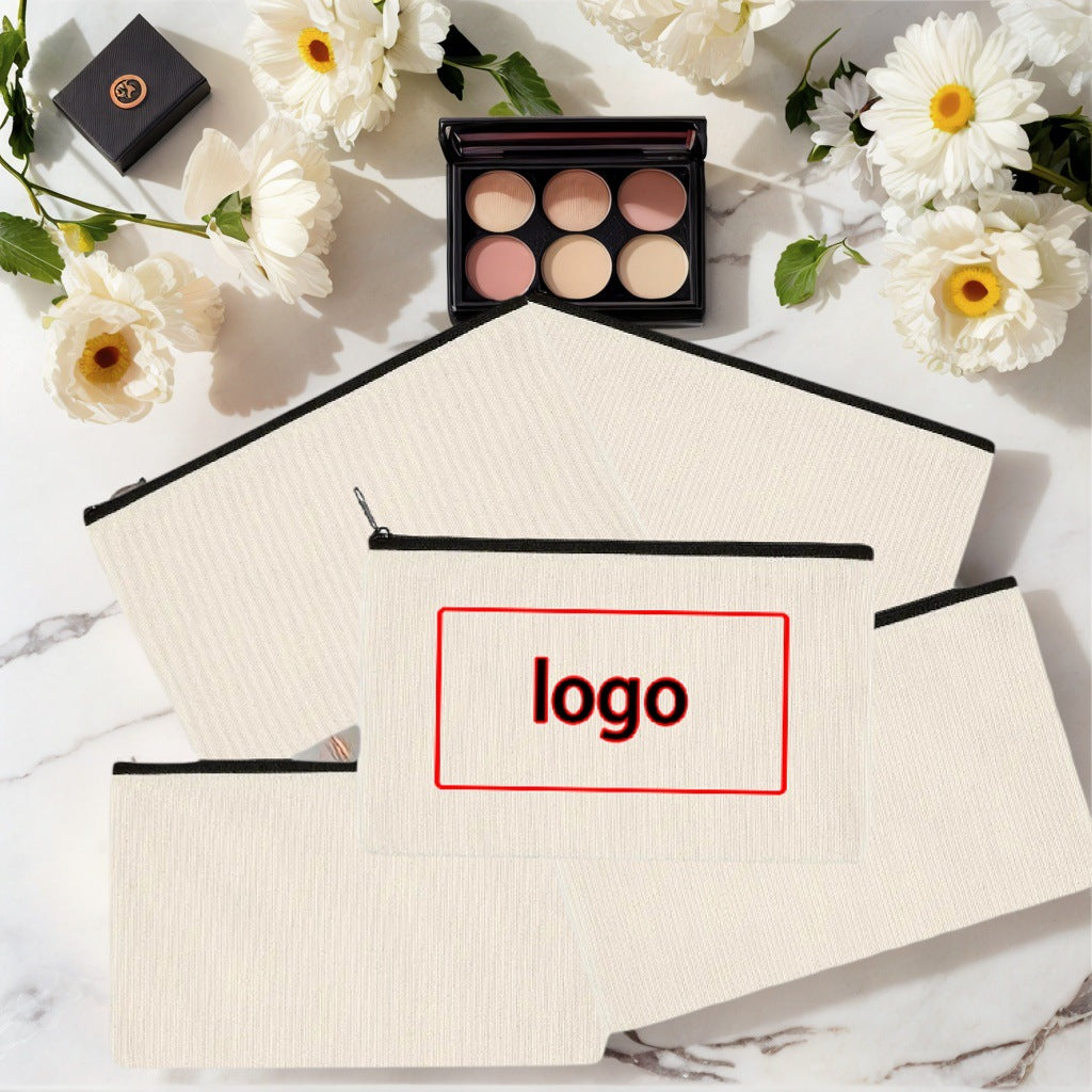 Custom Canvas Pencil Pouch with Logo – Personalized DIY Makeup & School Supply Bag