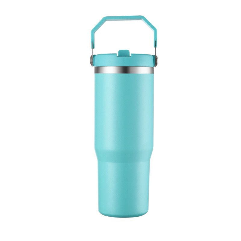 Vaso de viaje con aislamiento al vacío de acero inoxidable 304 de 30 oz con asa, taza de coche de doble pared, taza de café portátil, marca personalizada disponible