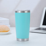 Vaso de acero inoxidable de 20 oz con logotipo personalizado, de fábrica, con aislamiento de doble pared, de acero inoxidable al vacío, con tapas.