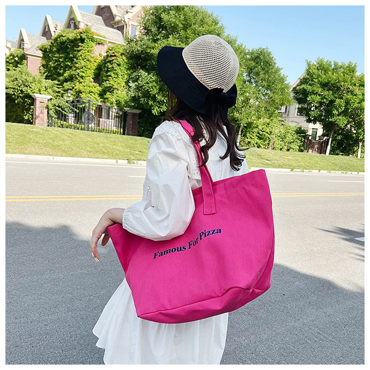 Bolso de Hombro para Mujer de Lona Estampado Personalizado de Gran Capacidad Color Caramelo
