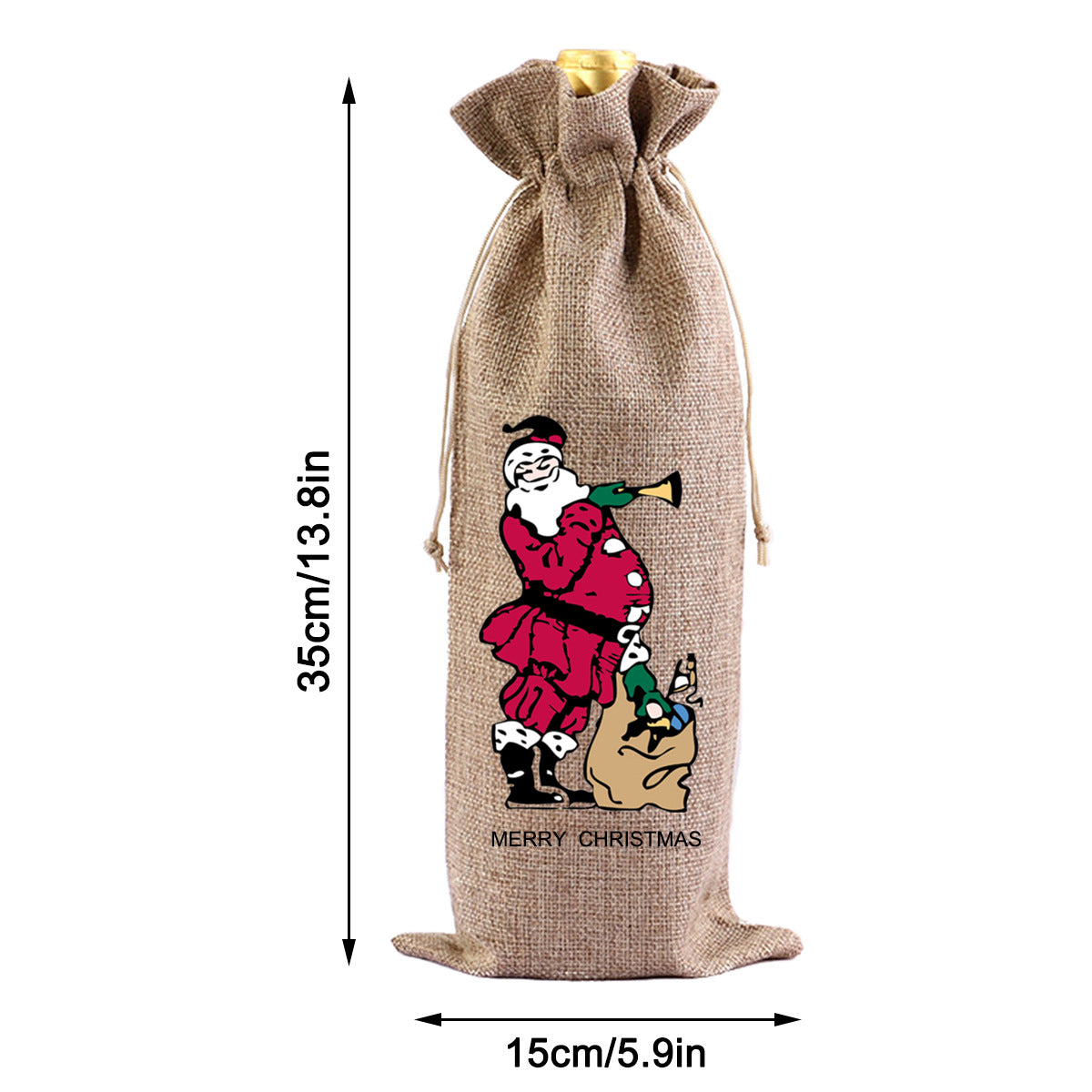 Custom Linen Wine Bag with Logo – Personalized Drawstring Bottle Gift Bag
