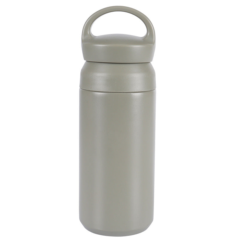 Vaso de viaje de acero inoxidable de doble pared con aislamiento al vacío, 17 oz, con logotipo personalizado y asa, termo portátil para café.