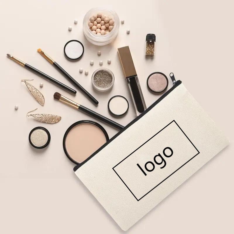 Custom Canvas Pencil Pouch with Logo – Personalized DIY Makeup & School Supply Bag