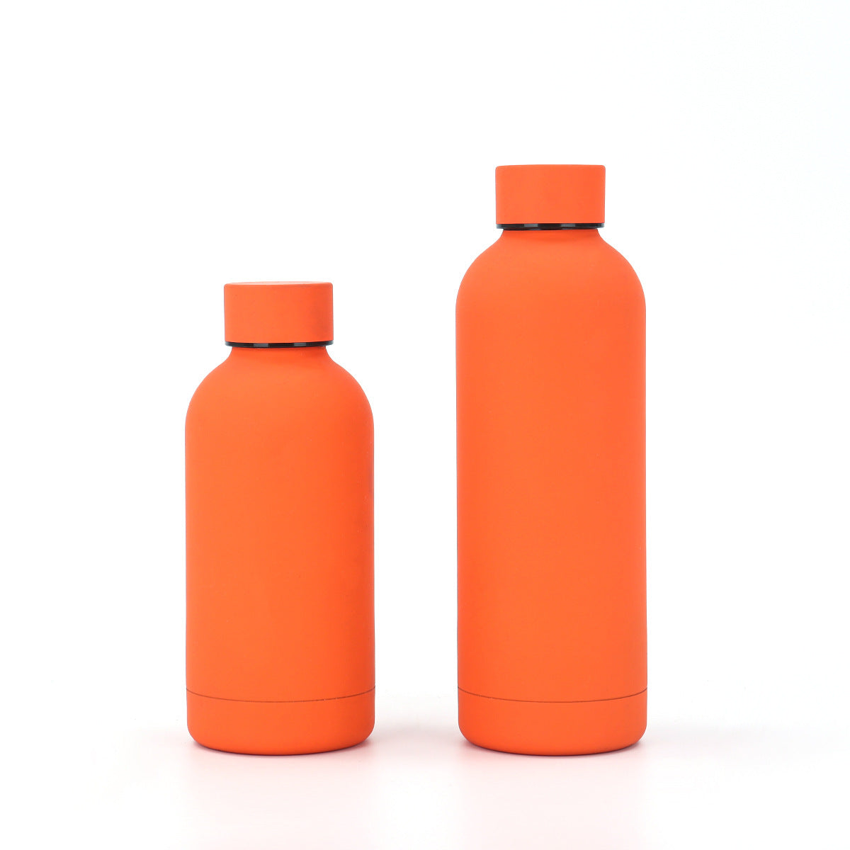 Botella de agua aislada al vacío de acero inoxidable 304 de 12 oz/17 oz con logotipo personalizado, termo de viaje de boca estrecha con revestimiento de goma. 