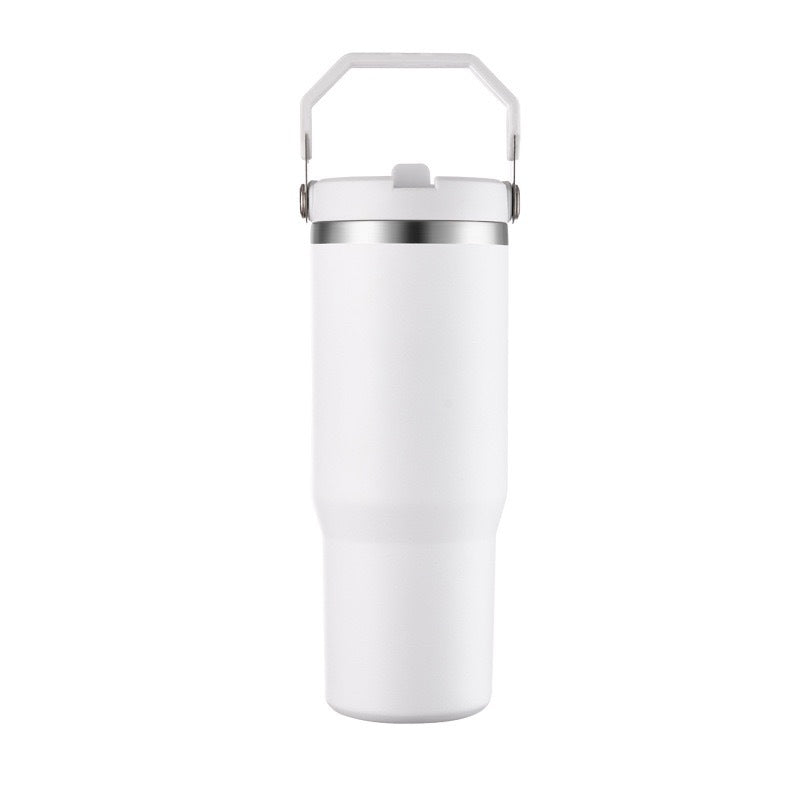 Vaso de viaje con aislamiento al vacío de acero inoxidable 304 de 30 oz con asa, taza de coche de doble pared, taza de café portátil, marca personalizada disponible