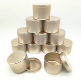 Latas Contenedoras de Velas Personalizadas de 4oz y 8oz – Empaques Redondos de Metal Color Oro Champagne y Oro Rosa para Velas, Perfumes Sólidos y Bálsamos