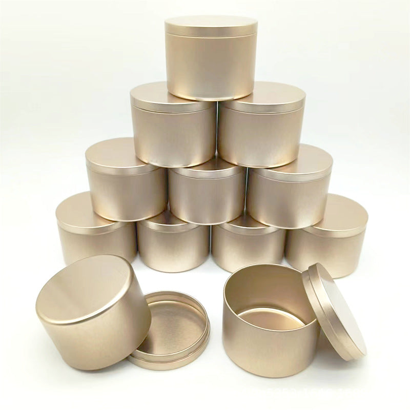 Latas Contenedoras de Velas Personalizadas de 4oz y 8oz – Empaques Redondos de Metal Color Oro Champagne y Oro Rosa para Velas, Perfumes Sólidos y Bálsamos
