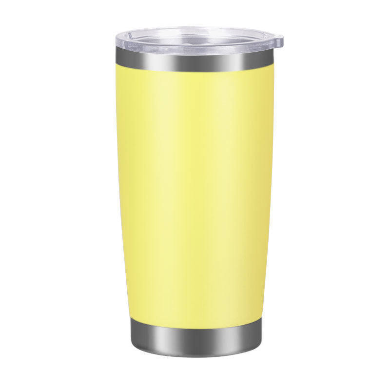Vaso de acero inoxidable 304 con aislamiento al vacío de doble pared de 20 oz, vaso para coche, con recubrimiento en polvo y tapa, logotipo personalizado disponible.