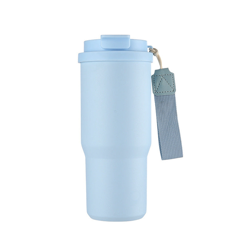 Taza de viaje con aislamiento al vacío de acero inoxidable 304 de 25 oz con correa de transporte, vaso de café portátil para auto, marca personalizada disponible