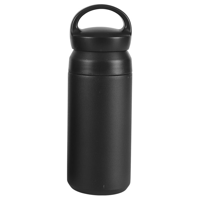 Vaso de viaje de acero inoxidable de doble pared con aislamiento al vacío, 17 oz, con logotipo personalizado y asa, termo portátil para café.