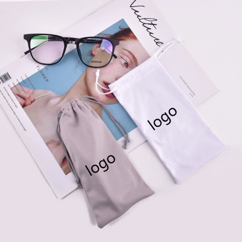Custom Microfiber Eyeglass Pouch with Logo – Drawstring Glasses Case