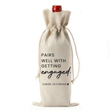 Custom Linen Wine Bag with Logo – Personalized Drawstring Bottle Gift Bag