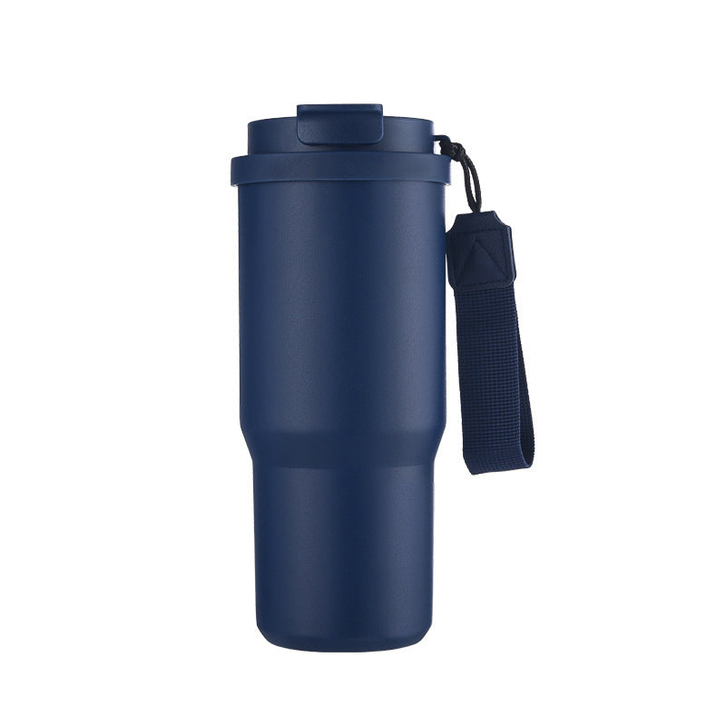 Taza de viaje con aislamiento al vacío de acero inoxidable 304 de 25 oz con correa de transporte, vaso de café portátil para auto, marca personalizada disponible
