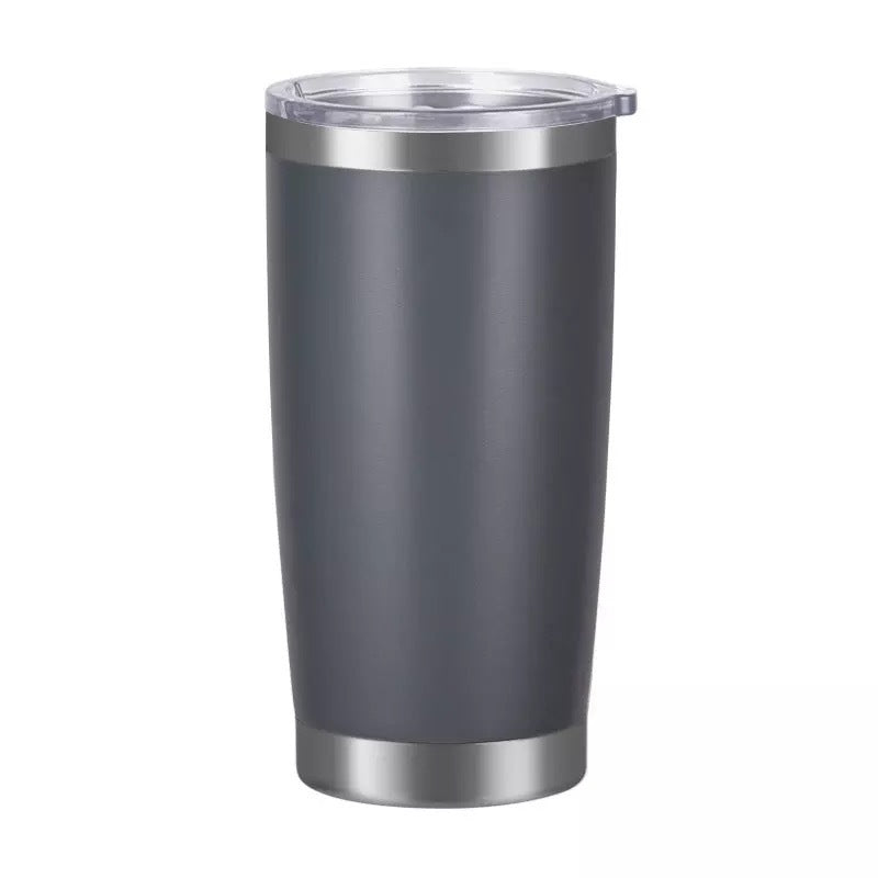 Vaso de acero inoxidable 304 con aislamiento al vacío de doble pared de 20 oz, vaso para coche, con recubrimiento en polvo y tapa, logotipo personalizado disponible.