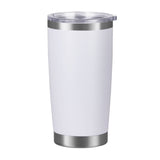 Vaso de acero inoxidable 304 con aislamiento al vacío de doble pared de 20 oz, vaso para coche, con recubrimiento en polvo y tapa, logotipo personalizado disponible.