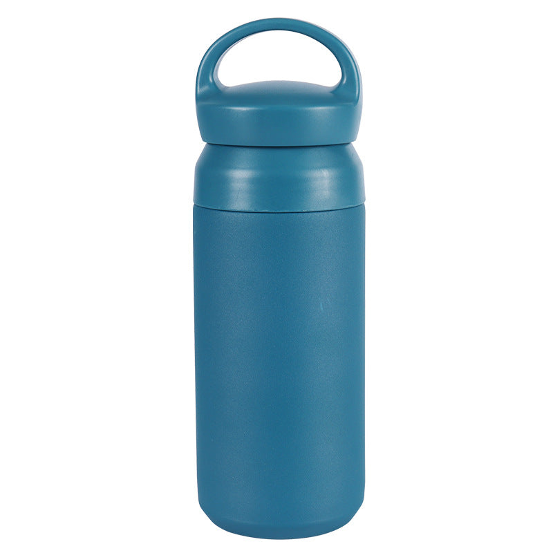 Vaso de viaje de acero inoxidable de doble pared con aislamiento al vacío, 17 oz, con logotipo personalizado y asa, termo portátil para café.