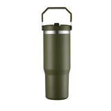 Vaso de viaje con aislamiento al vacío de acero inoxidable 304 de 30 oz con asa, taza de coche de doble pared, taza de café portátil, marca personalizada disponible
