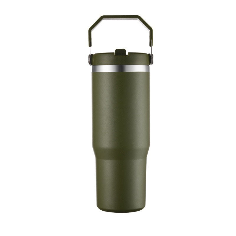 Vaso de viaje con aislamiento al vacío de acero inoxidable 304 de 30 oz con asa, taza de coche de doble pared, taza de café portátil, marca personalizada disponible