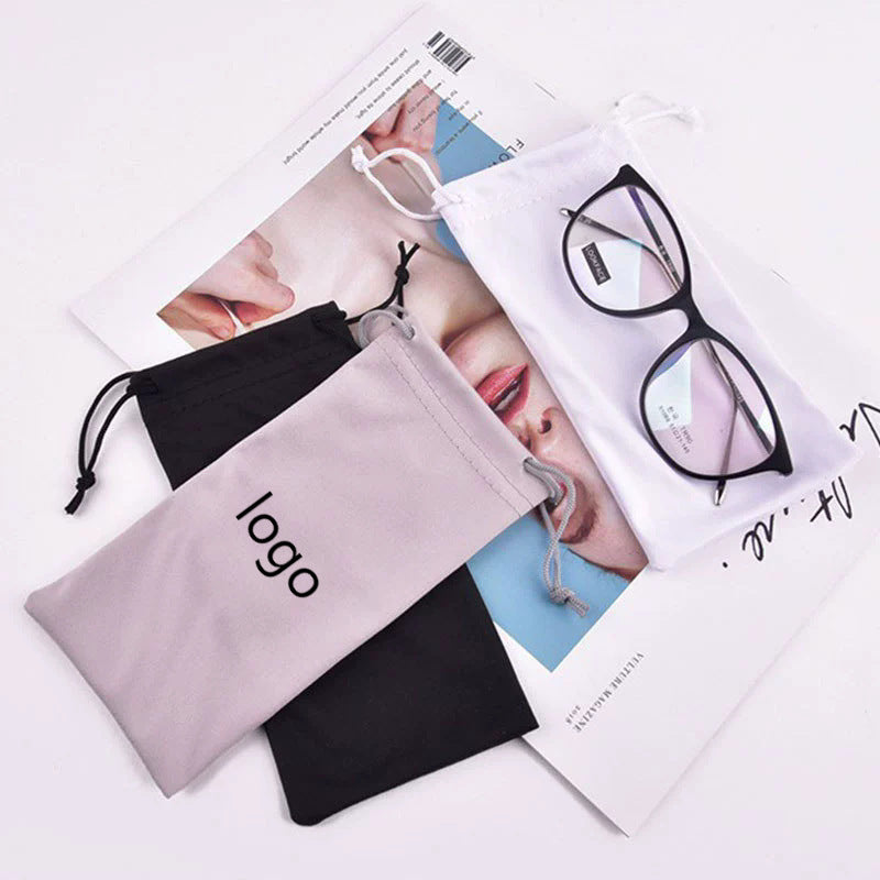 Custom Microfiber Eyeglass Pouch with Logo – Drawstring Glasses Case