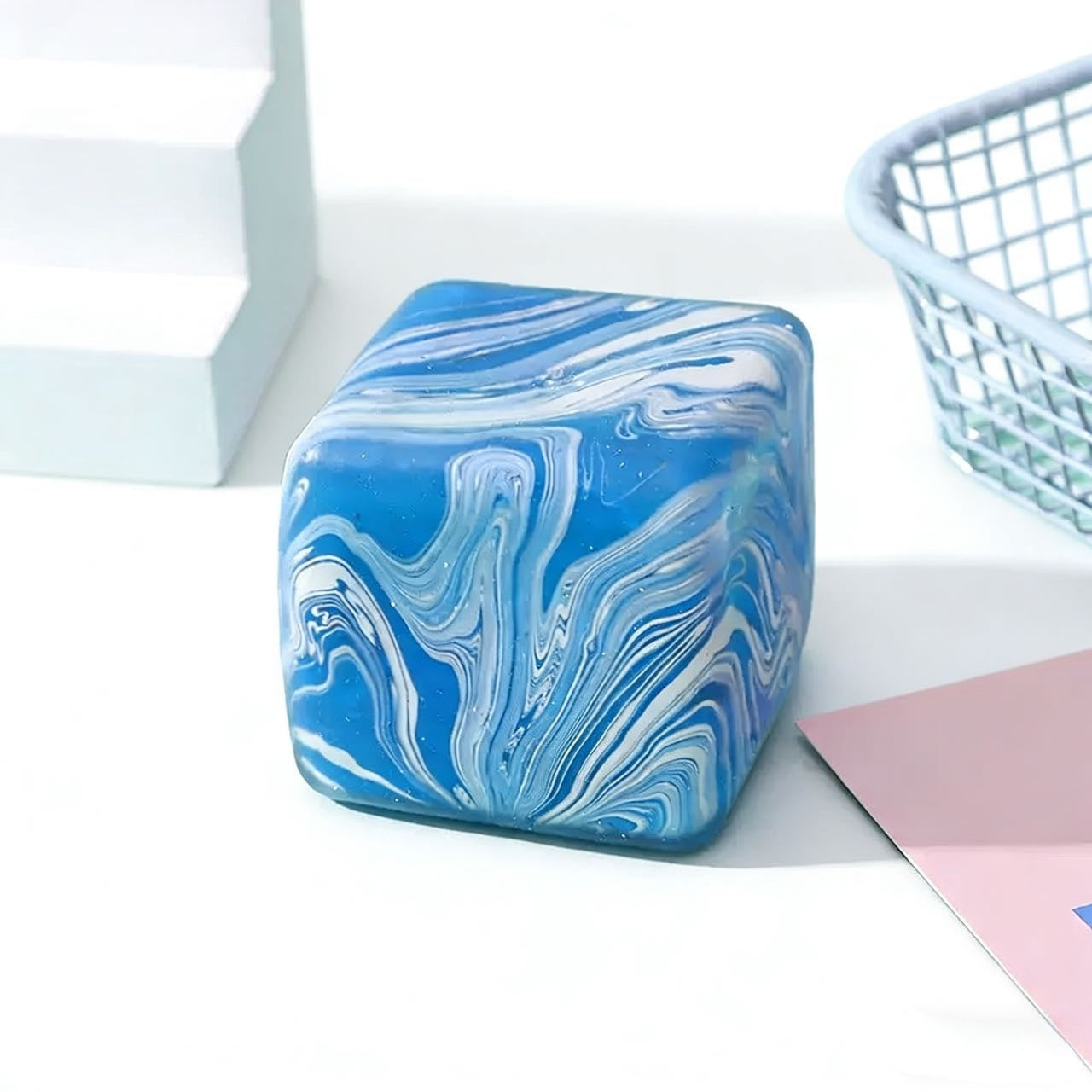 Squishy Cubo de Hielo con Flujo Personalizado de Maltosa, Juguete Antiestrés de Levantamiento Lento, 5 cm (1.97 in)