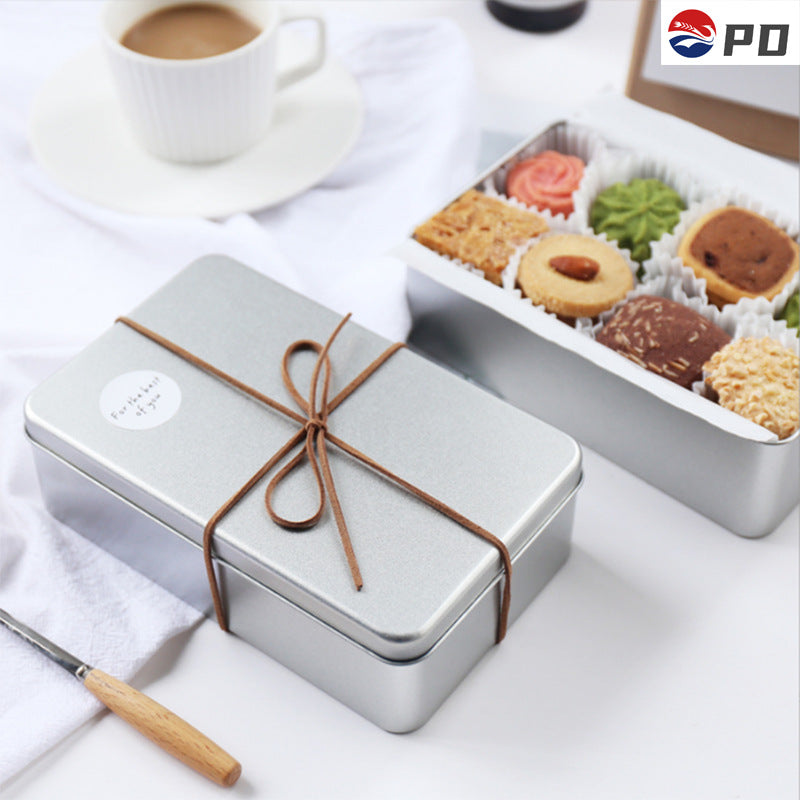 Caja de lata para galletas de grado alimenticio personalizada con tapa – Embalaje de regalo de metal mate para pasteles y postres