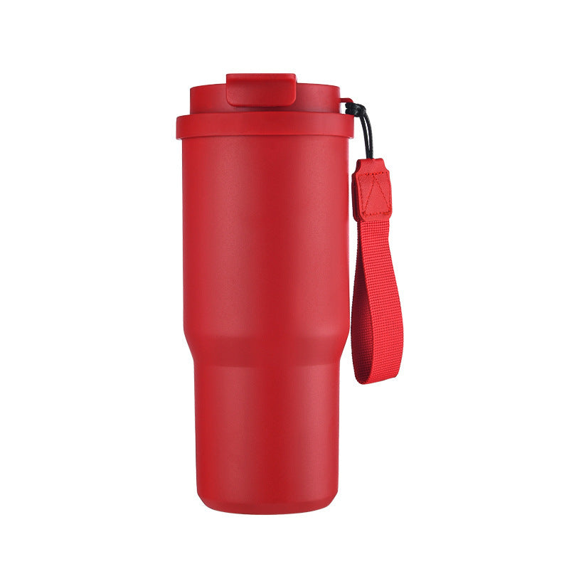 Taza de viaje con aislamiento al vacío de acero inoxidable 304 de 25 oz con correa de transporte, vaso de café portátil para auto, marca personalizada disponible