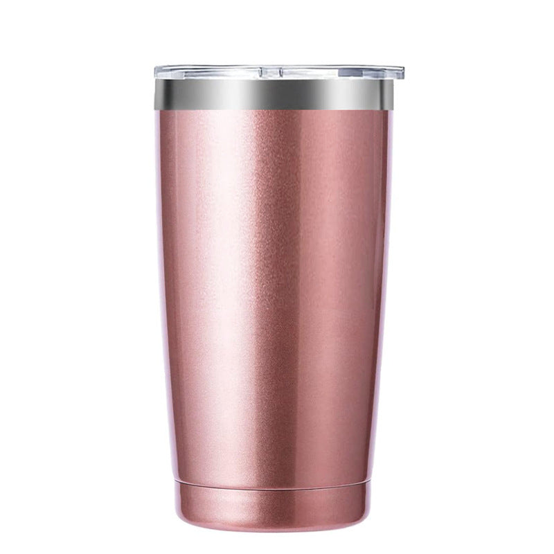 Vaso de acero inoxidable 304 con aislamiento al vacío de doble pared de 20 oz, vaso para coche, con recubrimiento en polvo y tapa, logotipo personalizado disponible.