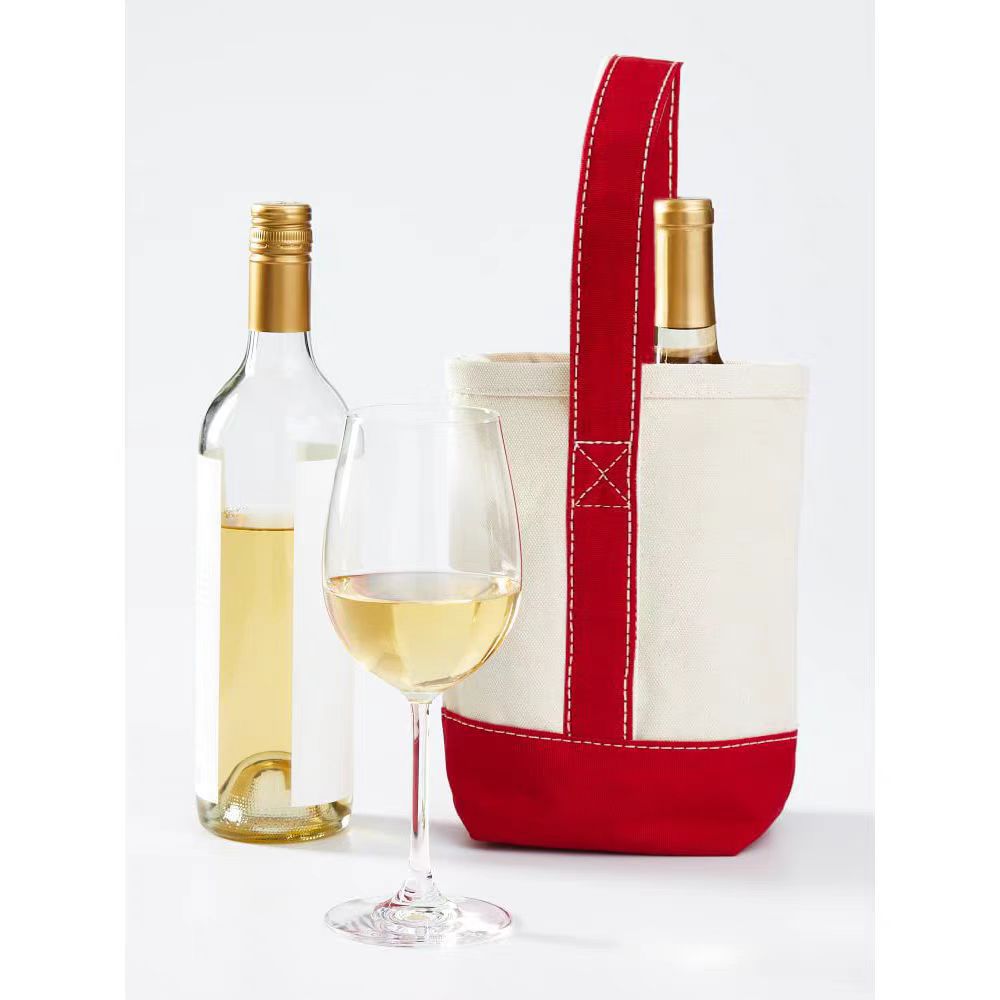 Bolsa de lona reutilizable extra pesada para botellas de vino, con logotipo personalizado, de 16 oz, para impresión de logotipo.