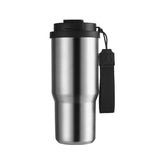 Taza de viaje con aislamiento al vacío de acero inoxidable 304 de 25 oz con correa de transporte, vaso de café portátil para auto, marca personalizada disponible